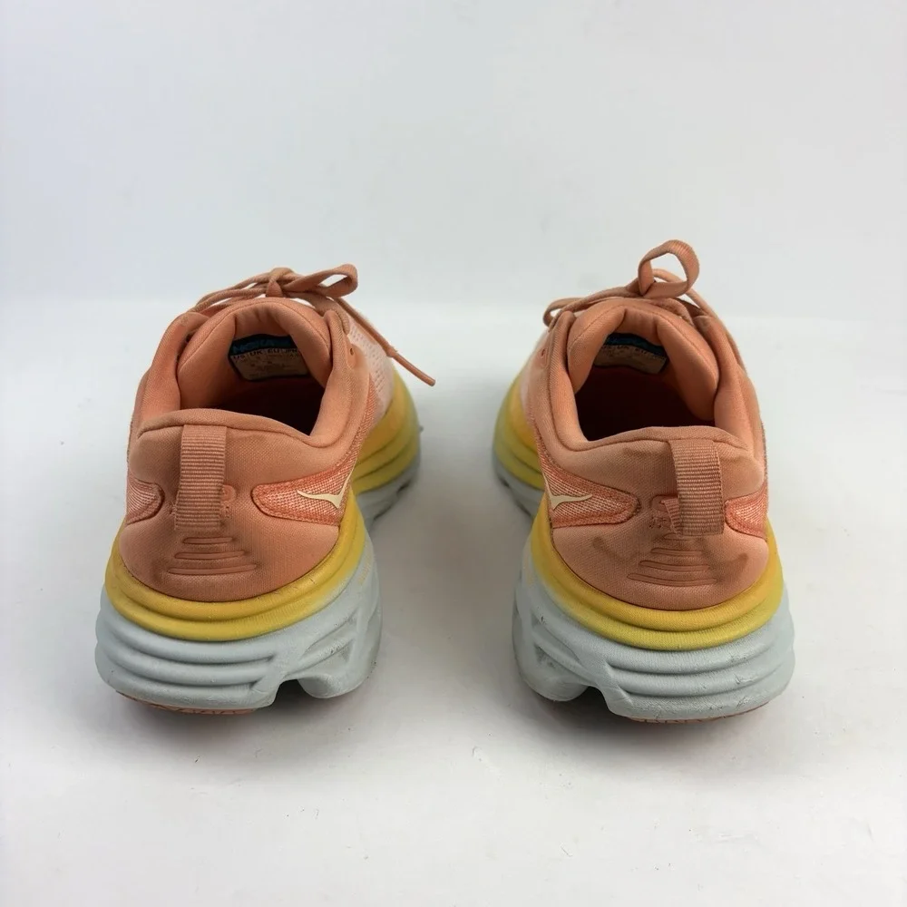 Hoka Bondi 8 Running Shoes Athletic Womens 7.5 B Coral Peach